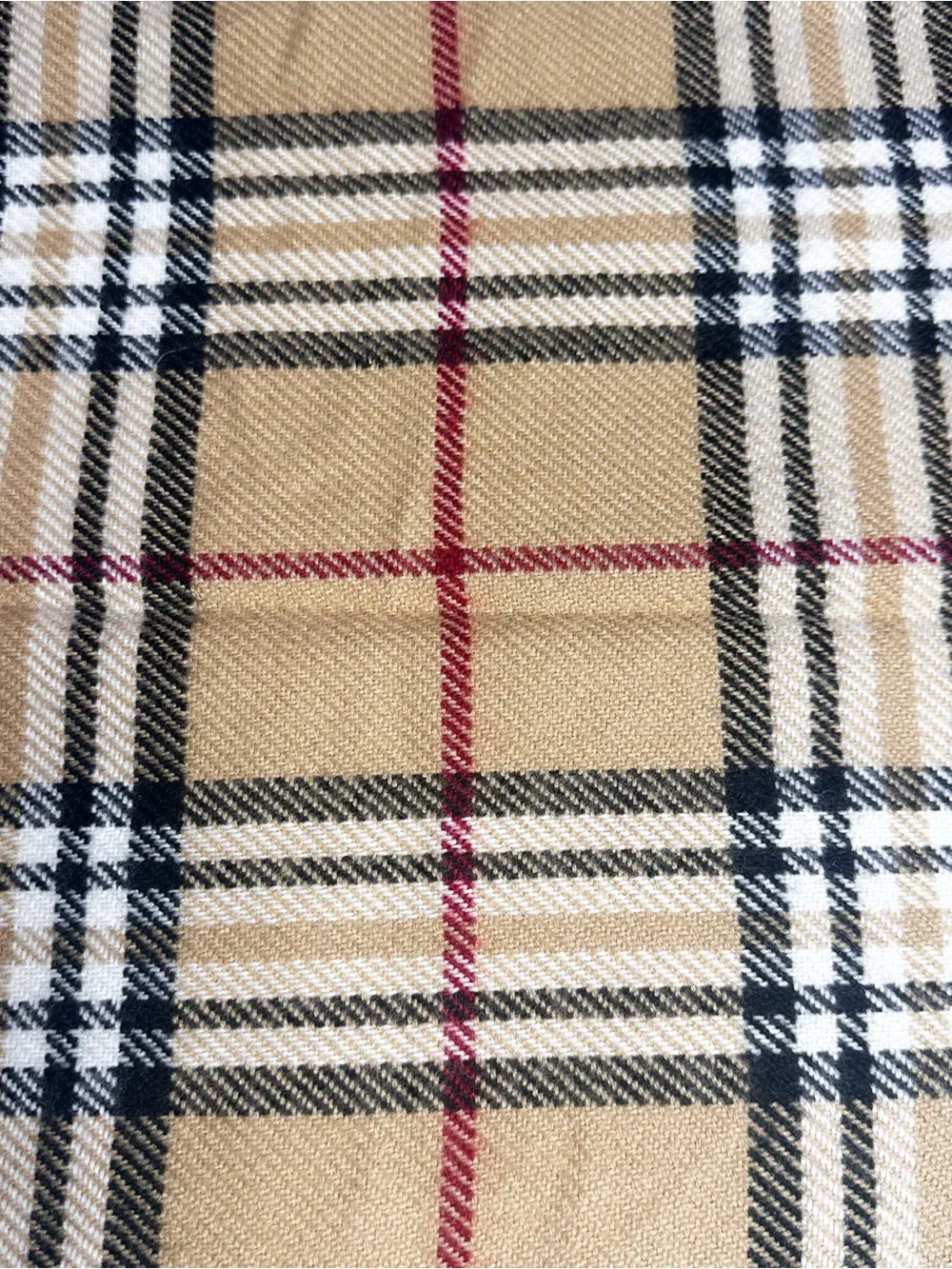 V.FRAAS Beige Plaid Fringe Scarf 65” x 12” Classic Tartan Wrap